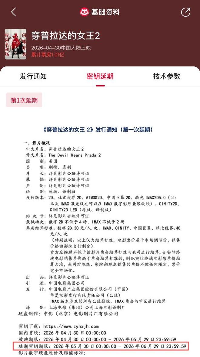 《穿普拉达的女王2》延长上映至6月29日