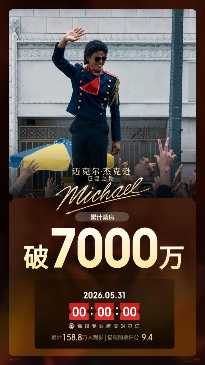 电影《迈克尔·杰克逊：巨星之路》总票房破7000万